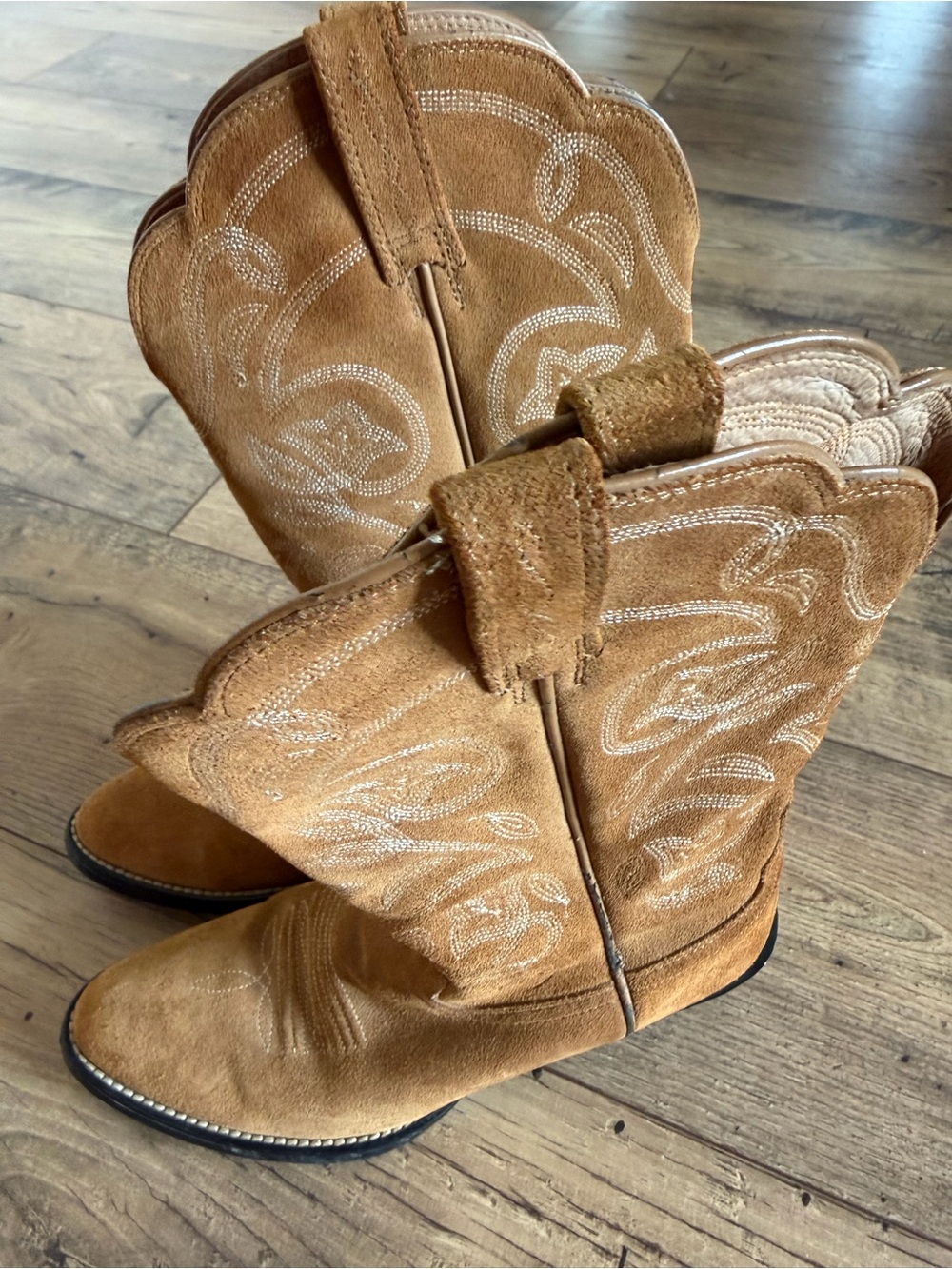 Ariat Brown Heritage Suede Western Cowboy Boot Embroidered Floral Women 7B 15713 - Picture 11 of 13